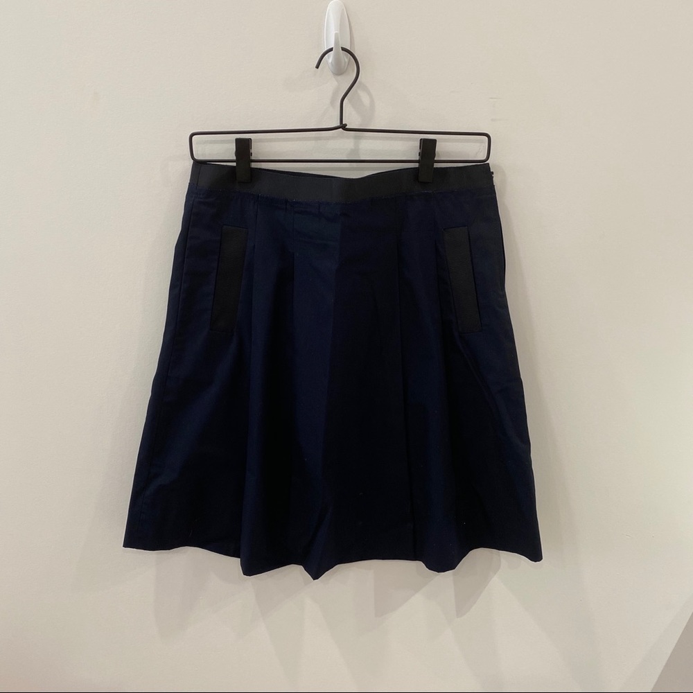 J. Crew navy skirt with black ribbon trim
